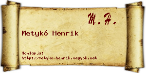 Metykó Henrik névjegykártya